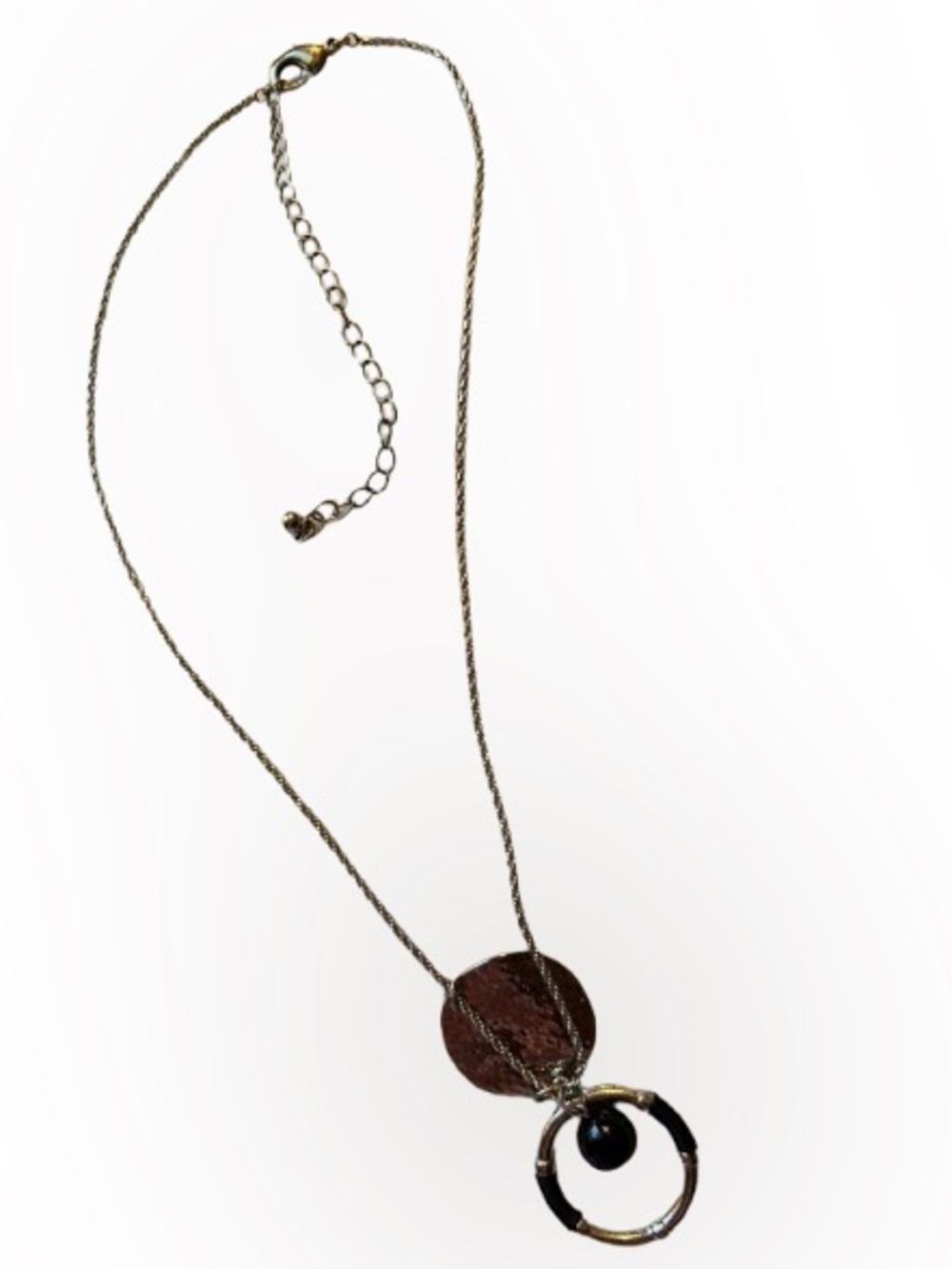 Silver-Tone Black Accent Circle Pendant Necklace - Women Jewelry